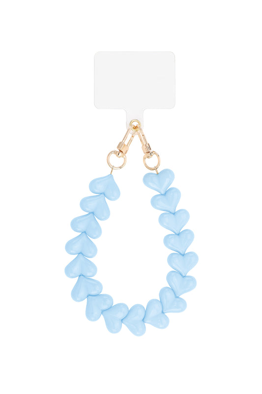 Telefoonkoord hartjes blauw
