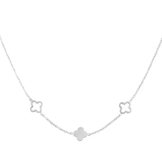 Basic clover ketting zilver