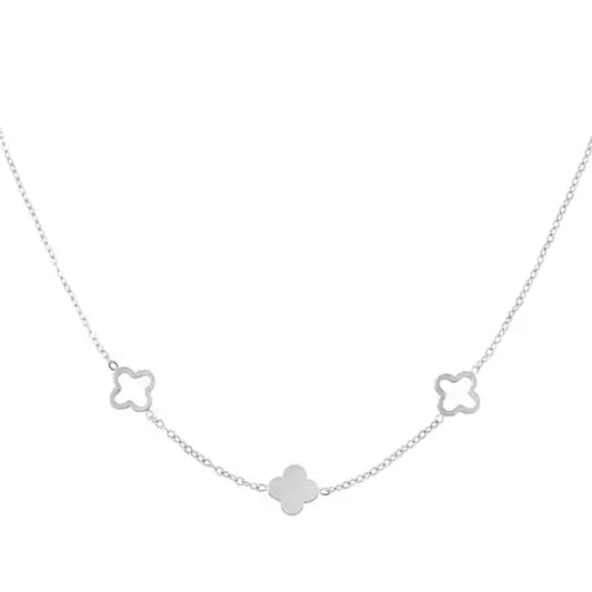 Basic clover ketting zilver