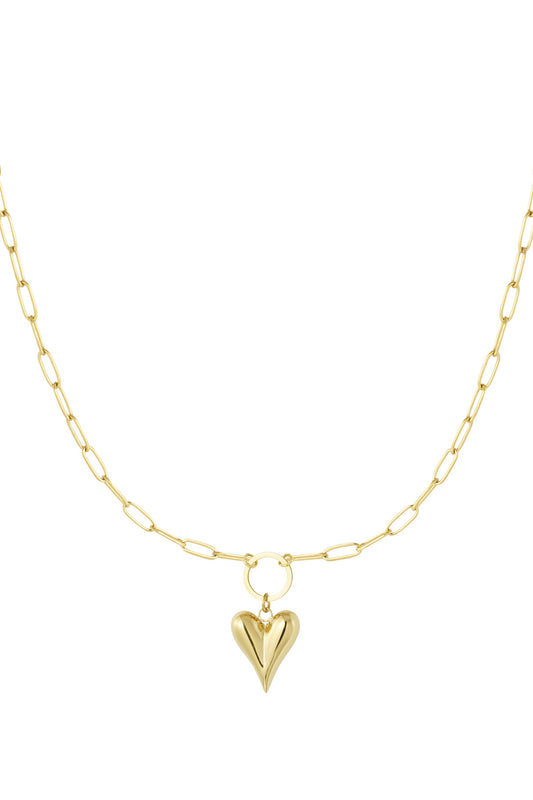 Schakelketting met hartje lang goud