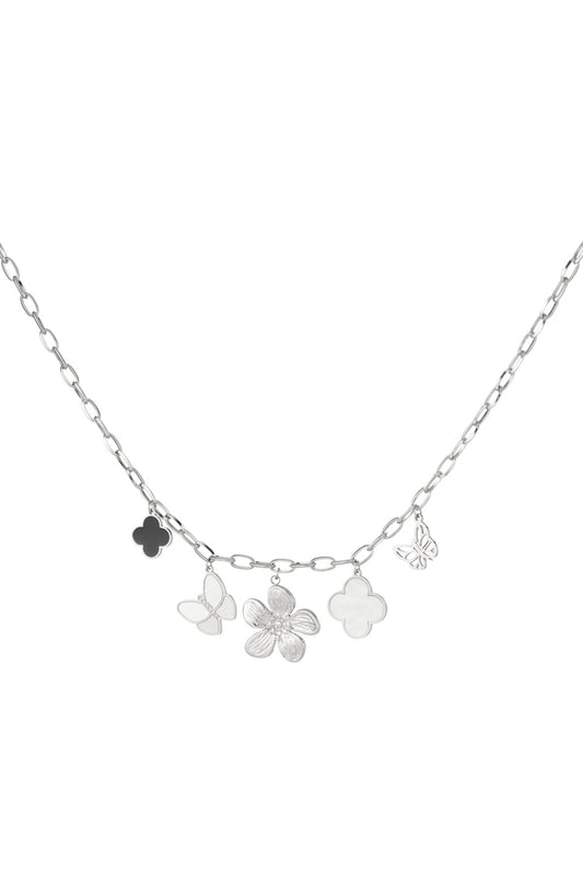 Bedelketting bloem zilver