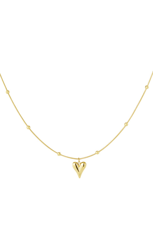 Hart ketting met bolletjes goud