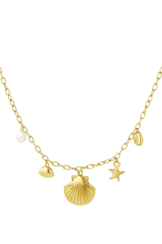 Bedelketting shell goud
