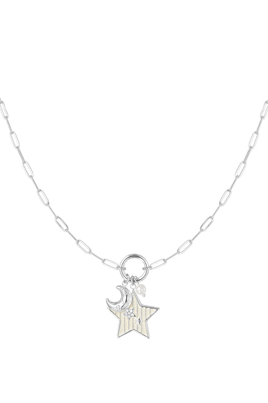 Ster en maan ketting zilver