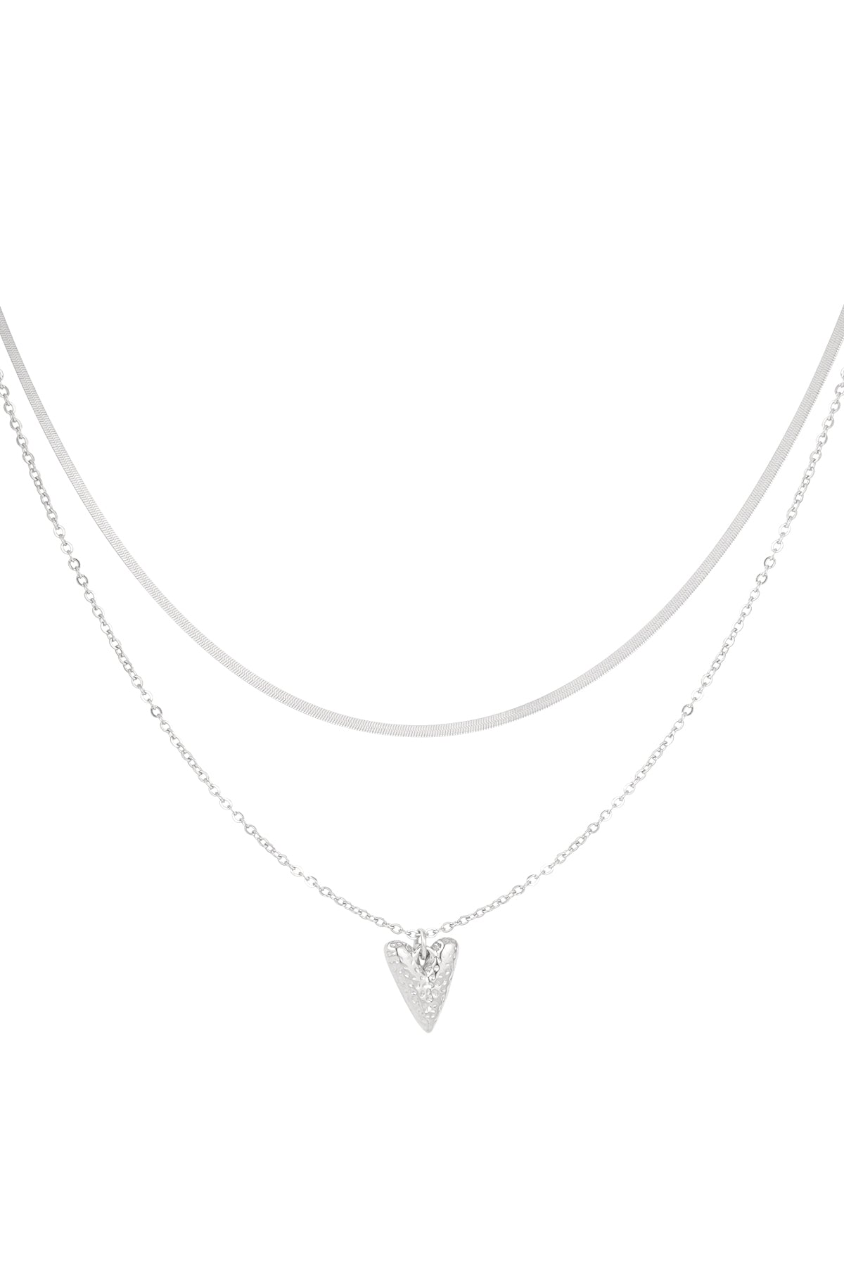 Dubbel hart ketting zilver