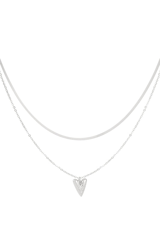 Dubbel hart ketting zilver