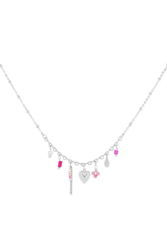 Pink vibes ketting zilver