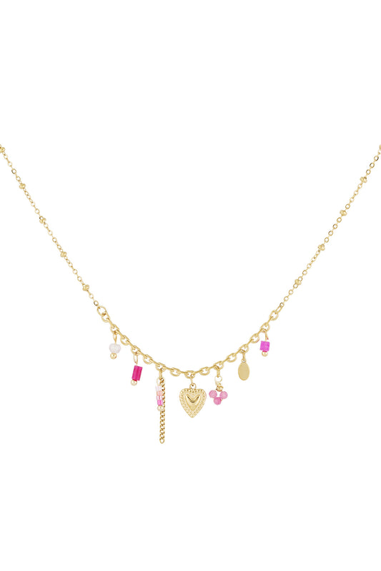 Pink vibes ketting goud