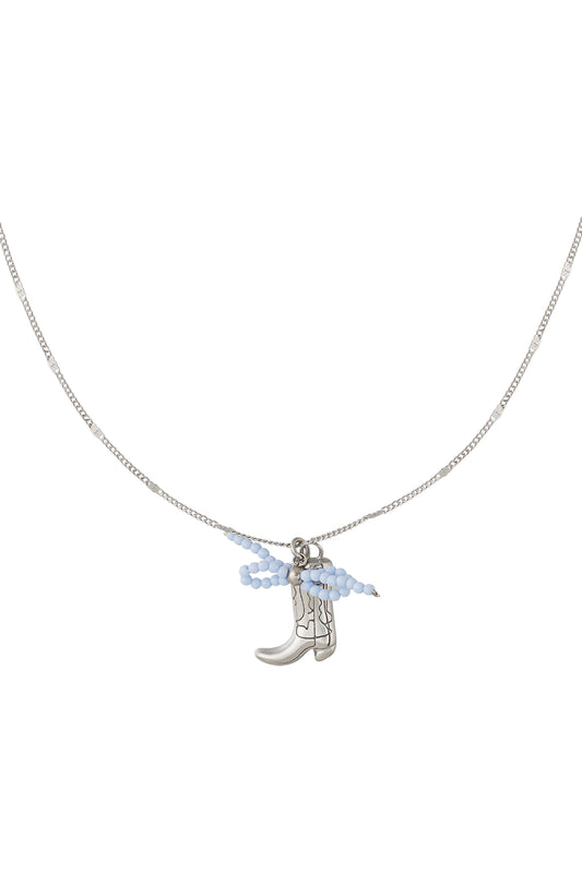 Cowboylaarsje ketting zilver