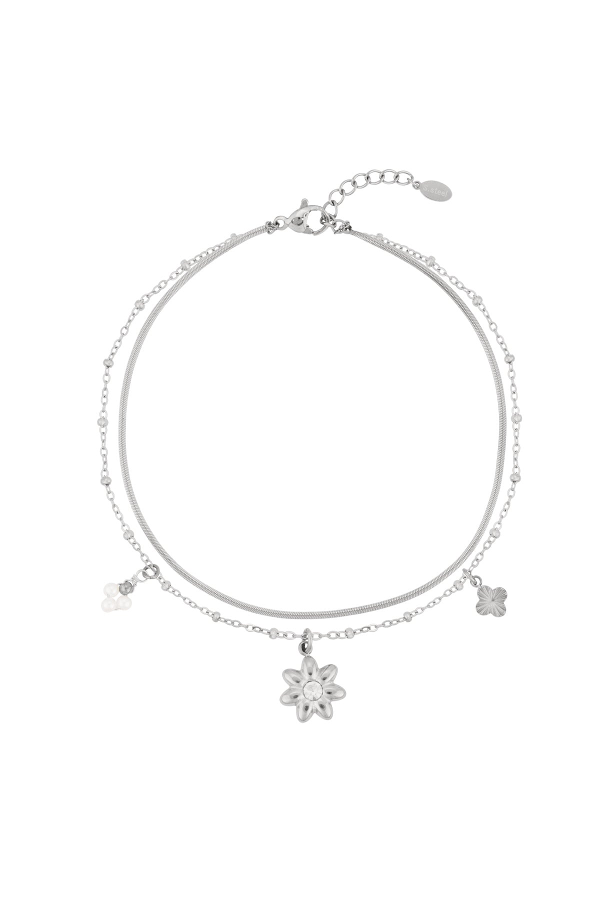 Enkelbandje mini flower zilver