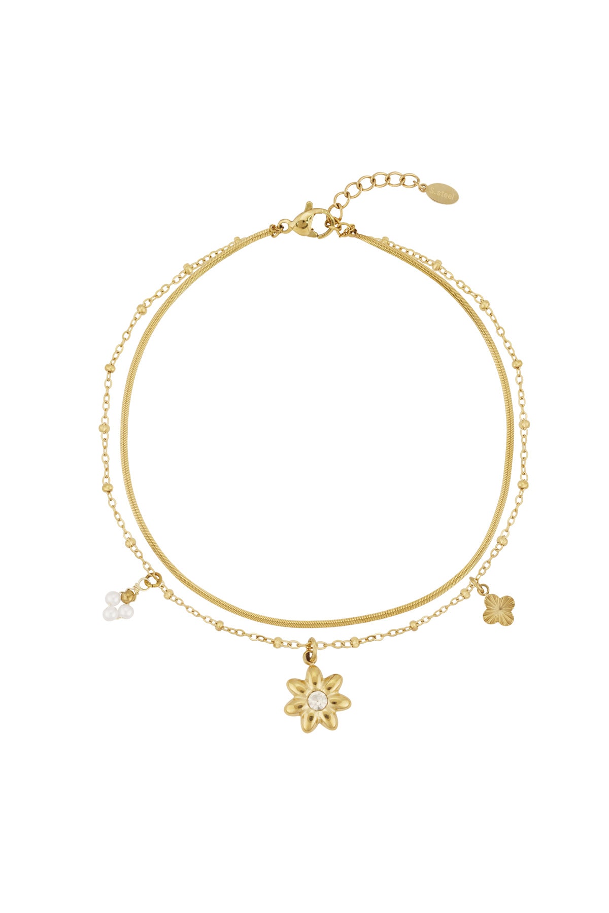 Enkelbandje mini flower goud