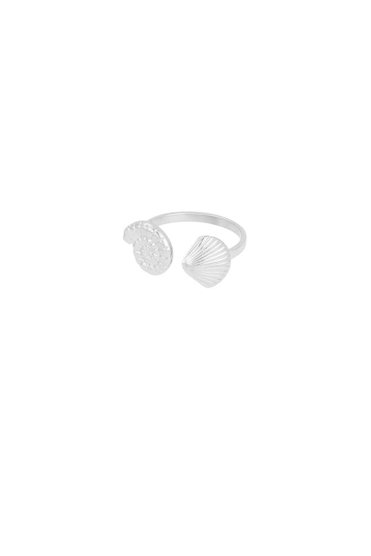 Double shell ring zilver