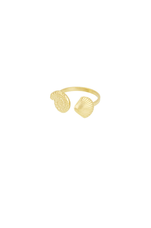 Double shell ring goud