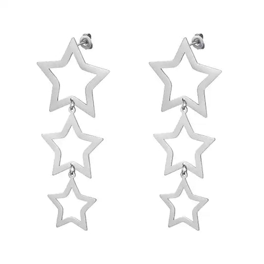 Funky star earrings silver