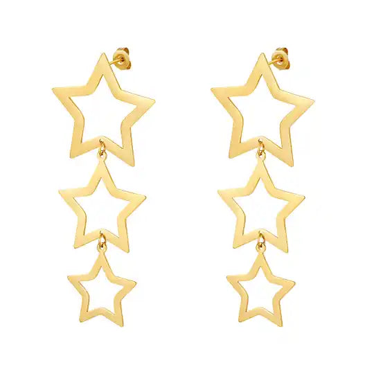 Funky star earrings gold