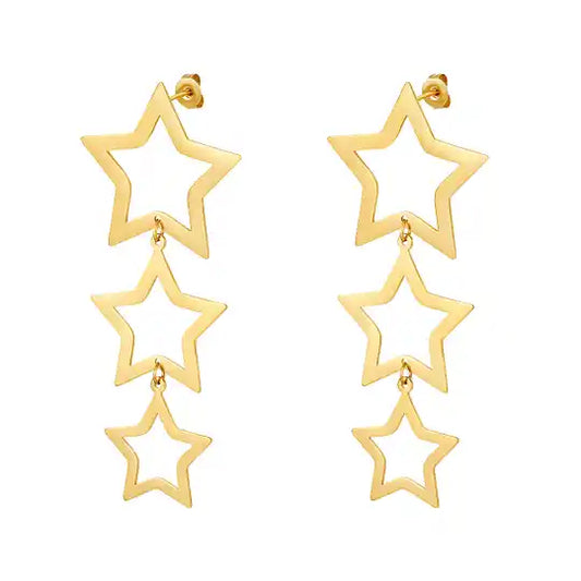 Funky star earrings gold