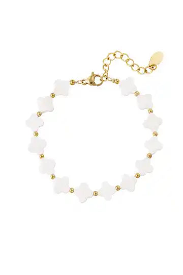 Sea shells clover bracelet gold
