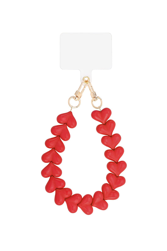 Telefoonkoord hartjes rood