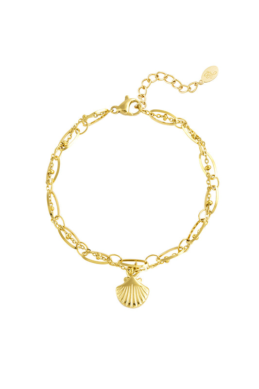 Shell armband goud