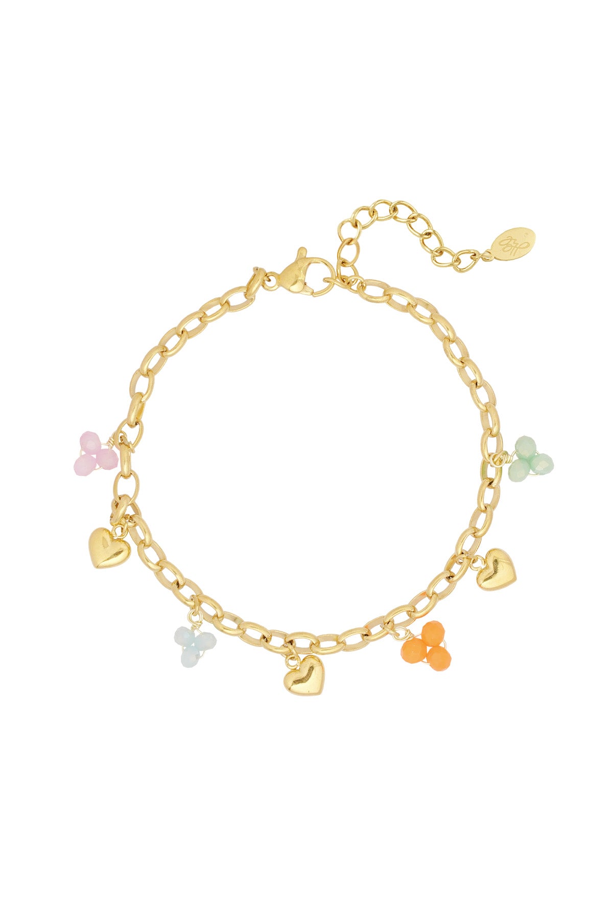 Armbandje hartjes met kleur