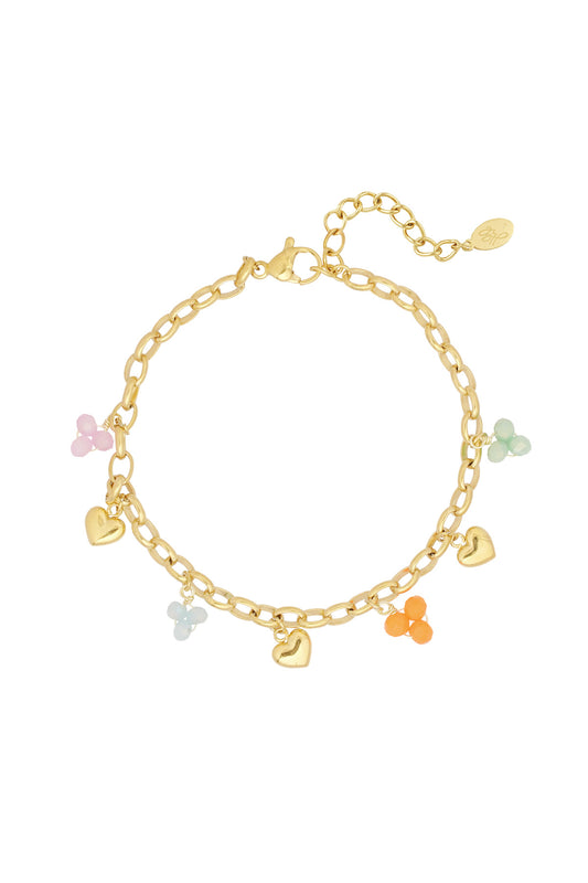 Armbandje hartjes met kleur