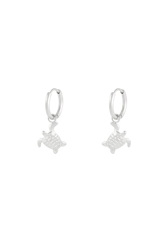 Oorbellen schildpadje zilver