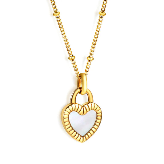 Hartje ketting goud wit