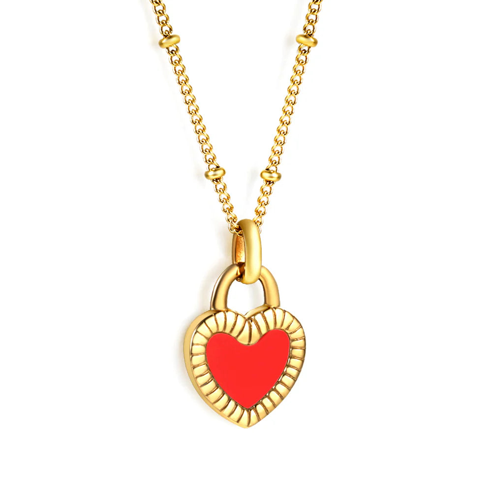 Hartje ketting goud rood