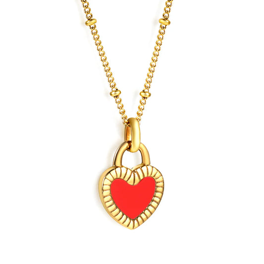 Hartje ketting goud rood