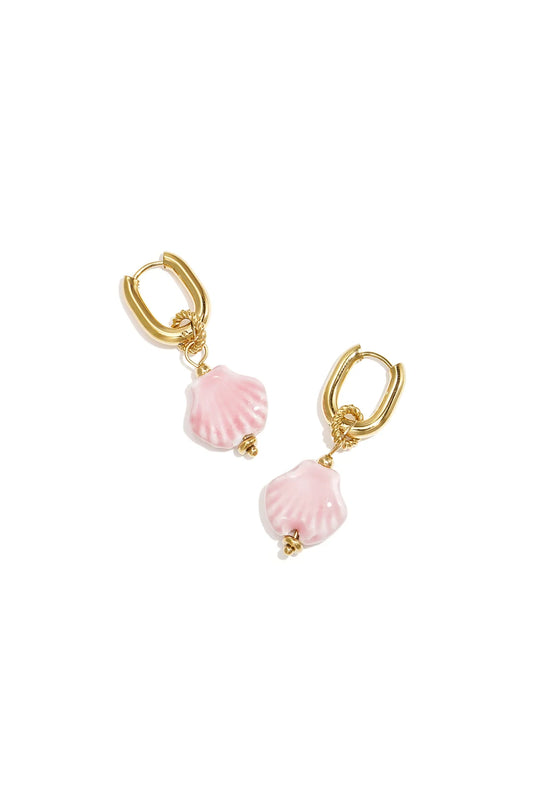 Schelp oorbellen roze
