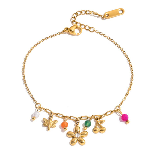 Bedelarmband bloem goud