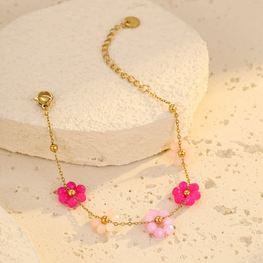 Flower armband roze