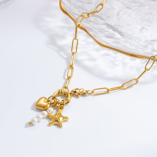 Schakelketting met bedels parel