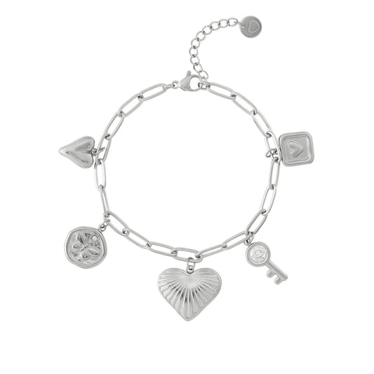 Bedelarmband hart zilver