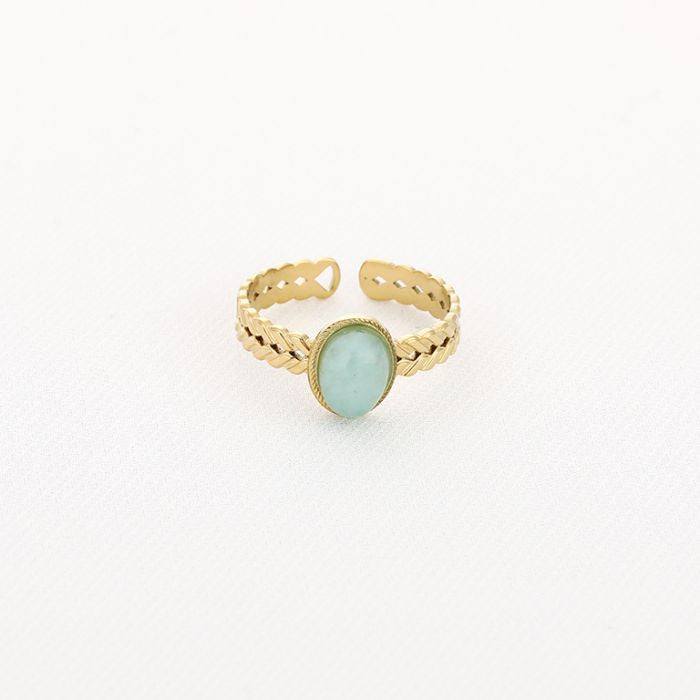 Ring twisted oval goud mint
