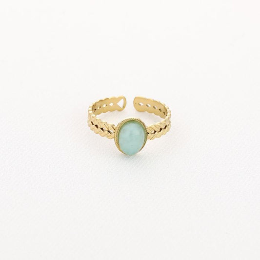 Ring twisted oval goud mint