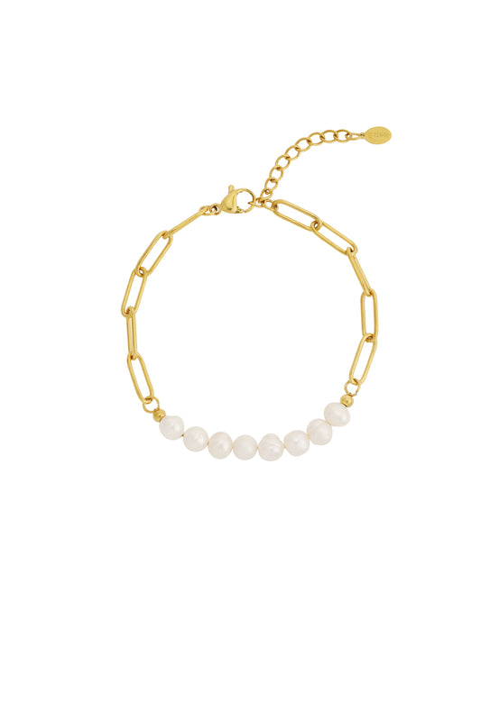 Small pearl armband goud