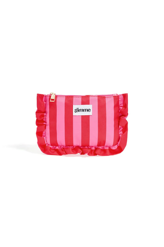 Klein make-up tasje strepen roze/rood