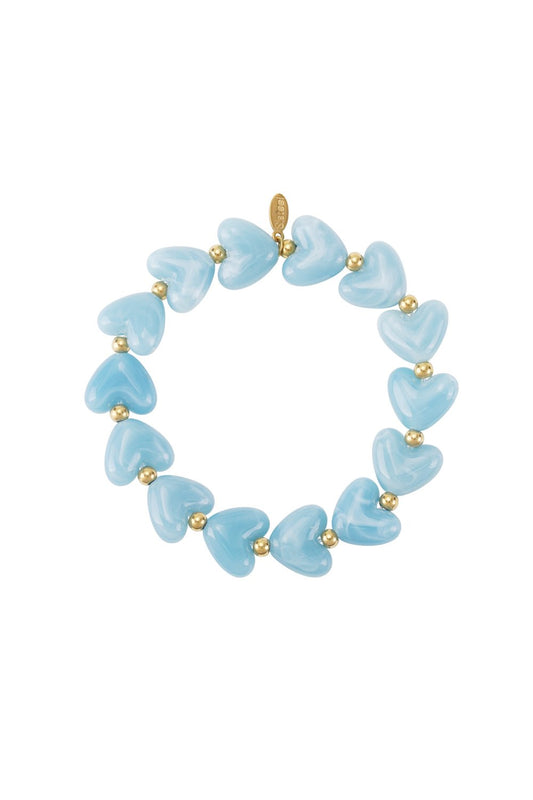 Hartjes armband kralen lichtblauw