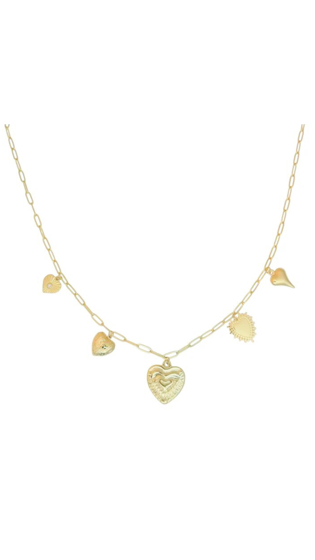 Bedelketting hartjes goud