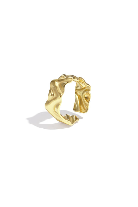 Chunky wavy ring goud