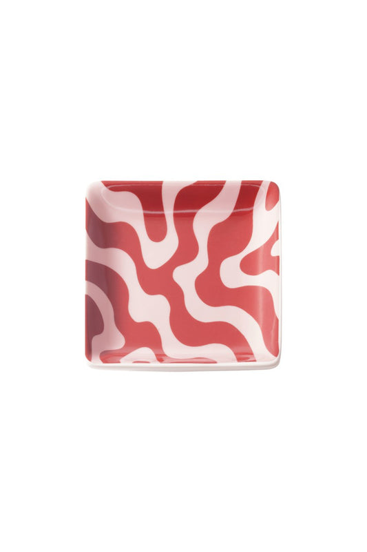 Vierkant schaaltje dizzy rood/roze
