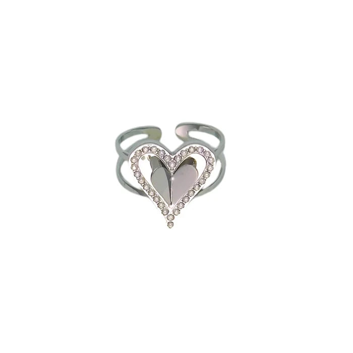 3d hart ring zilver