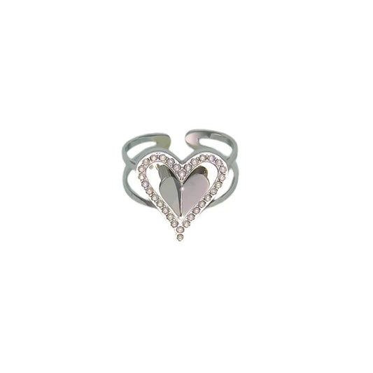 3d hart ring zilver