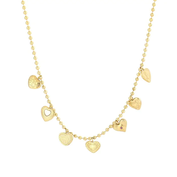 Bedelketting hartjes 2.0 goud