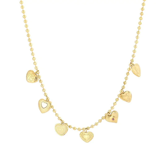 Bedelketting hartjes 2.0 goud