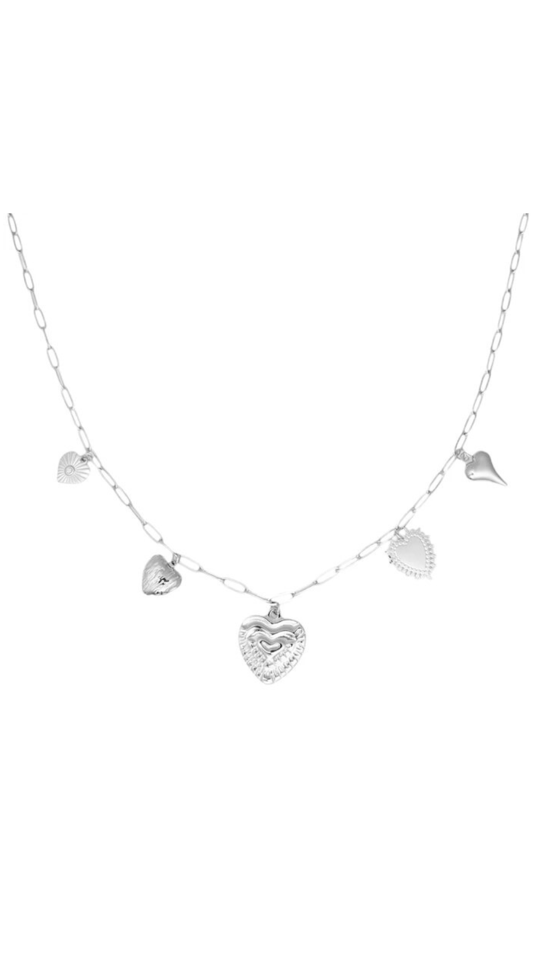 Bedelketting hartjes zilver