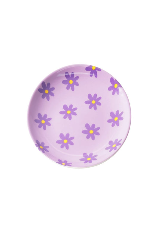 Rond schaaltje flowers paars