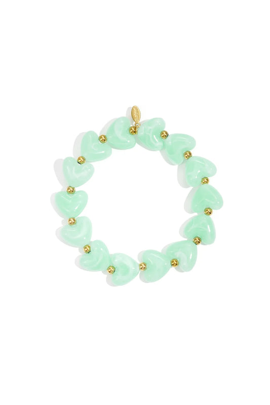 Hartjes armband kralen mint