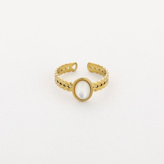 Ring twisted oval goud wit